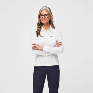 Figs White Technical Pique - Slim Longsleeve Polo